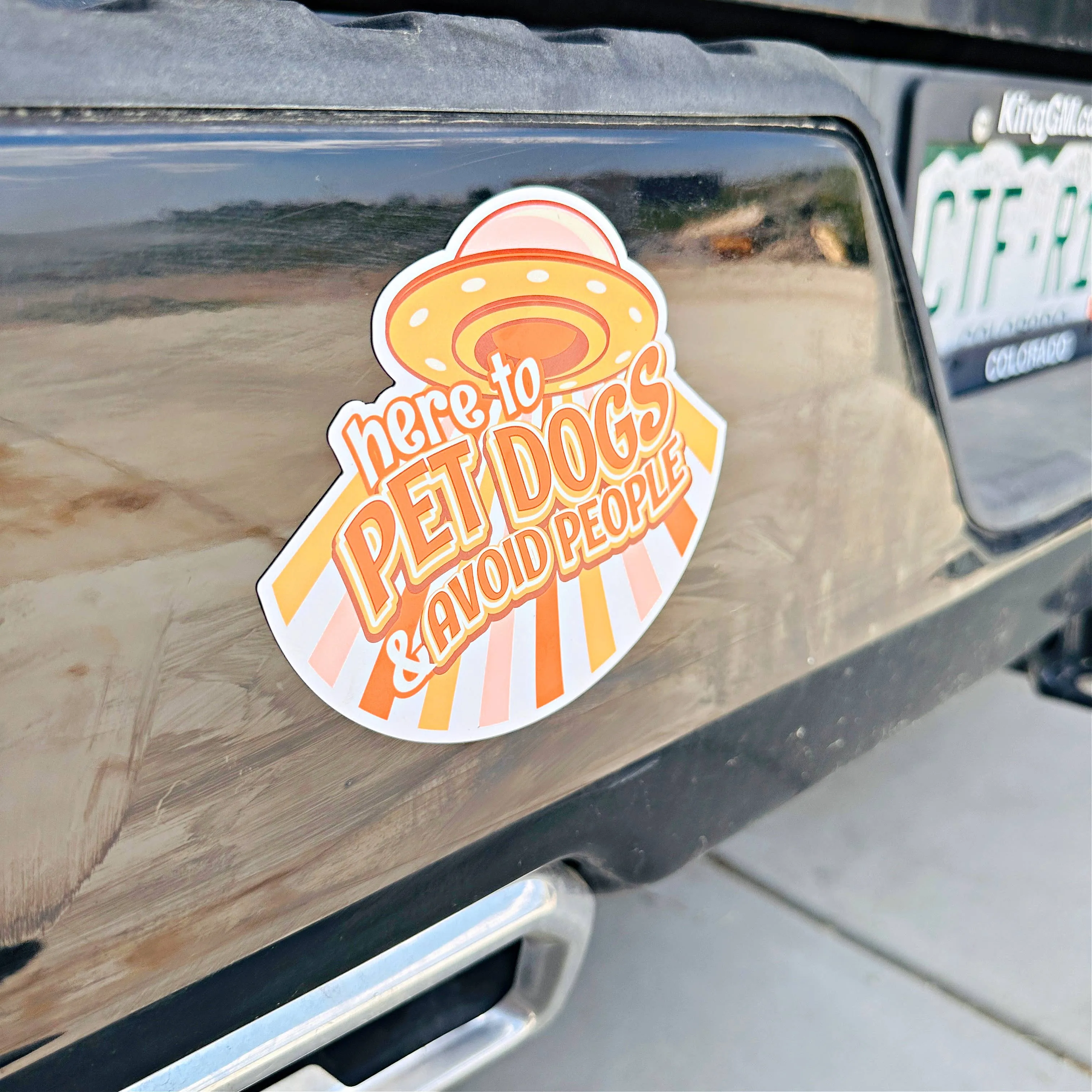 Here to Pet Dogs & Avoid People Sticker