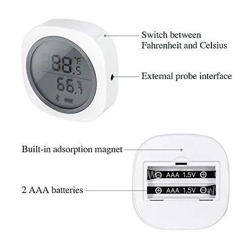 Inkbird IBS-TH1 Plus Wireless Bluetooth Temperature and Humidity Monitor Thermometer and Hygrometer Used for Brewing Meat Plant Cigar Storage